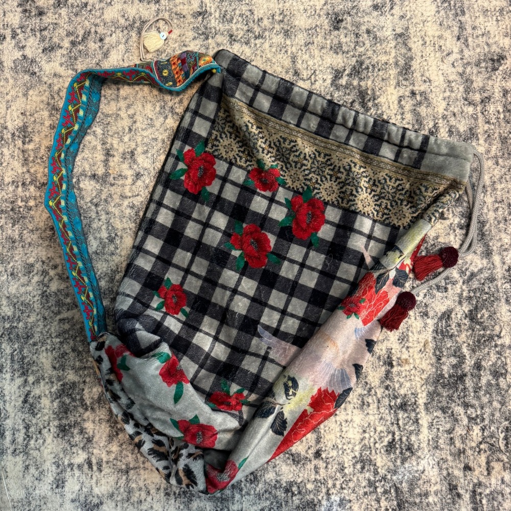 Johnny Was Velvet Patchwork Drawstring Blanket Bag (BAG ONLY)